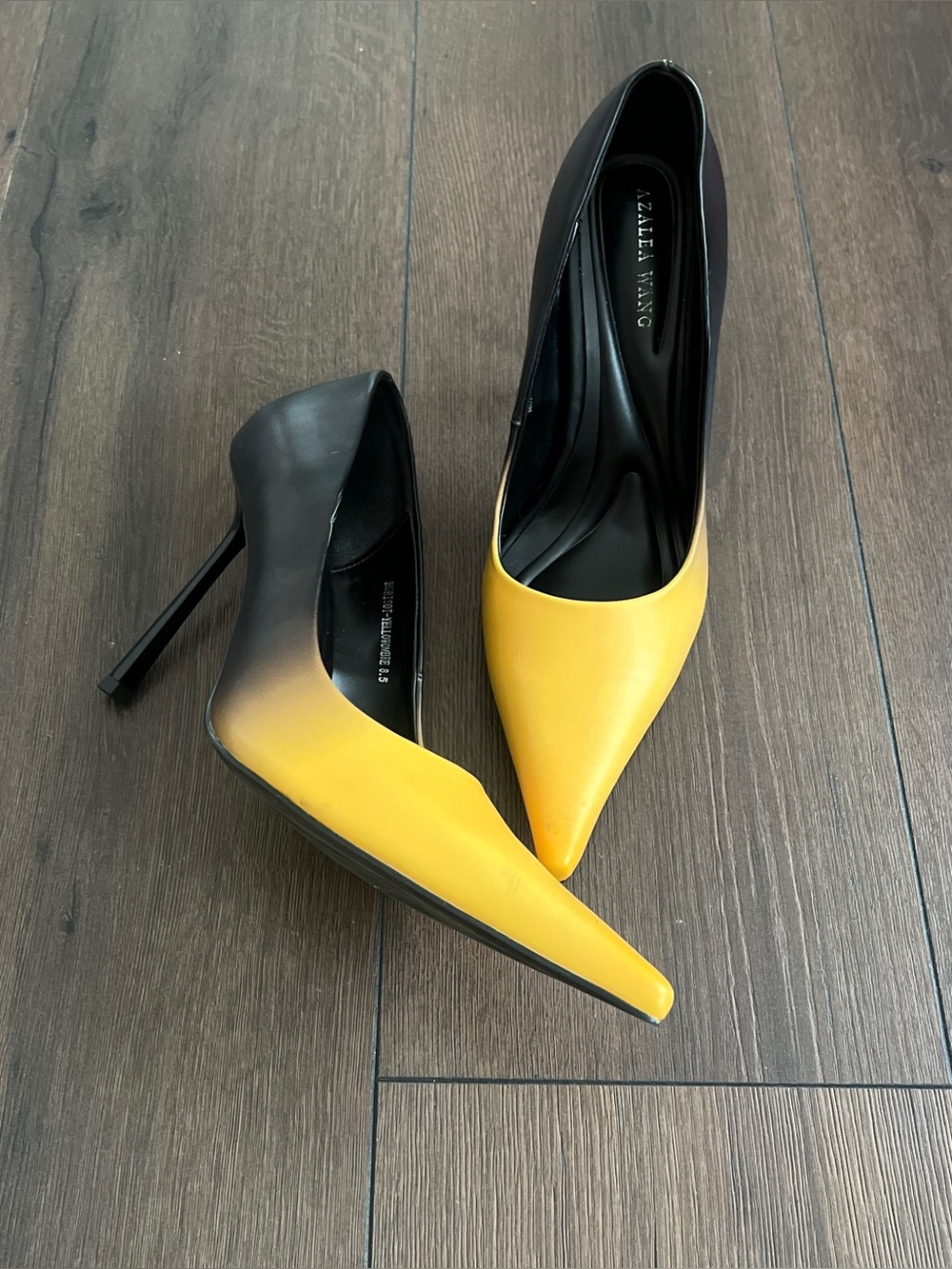 AKIRA Yellow-to-Black Ombre Pointed Stiletto Pumps